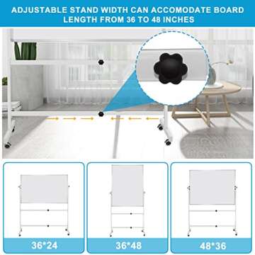 Mobile Dry Erase Board Magnetic Whiteboard on Wheels (Aluminium Frame) 36"x24" Portable White boards with Rolling Stand for Classroom, Office, Home