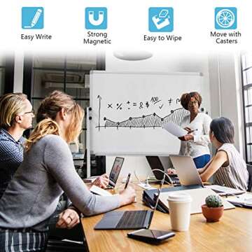 Mobile Dry Erase Board Magnetic Whiteboard on Wheels (Aluminium Frame) 36"x24" Portable White boards with Rolling Stand for Classroom, Office, Home