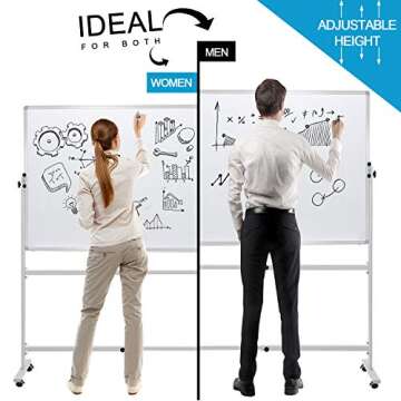 Mobile Dry Erase Board Magnetic Whiteboard on Wheels (Aluminium Frame) 36"x24" Portable White boards with Rolling Stand for Classroom, Office, Home