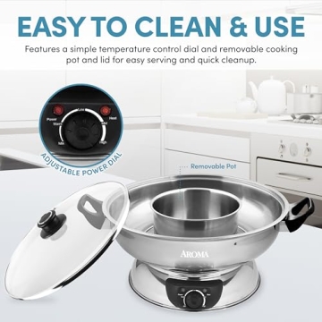 Aroma Stainless Steel Hot Pot, Silver (ASP-600), 5 quart