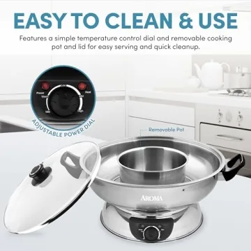 Aroma Stainless Steel Hot Pot, Silver (ASP-600), 5 quart