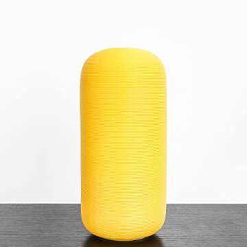 Samawi 10" Yellow Vase Yellow Ceramic Vase for Home Decor Yellow Decor Flower Vase Yellow Decorative Vases for Home Decor Modern Room Decor Bedroom Decor Kitchen Decor Ceramic Decor Office Décor