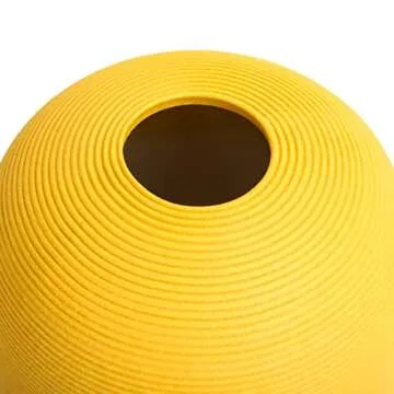 Samawi 10" Yellow Vase Yellow Ceramic Vase for Home Decor Yellow Decor Flower Vase Yellow Decorative Vases for Home Decor Modern Room Decor Bedroom Decor Kitchen Decor Ceramic Decor Office Décor