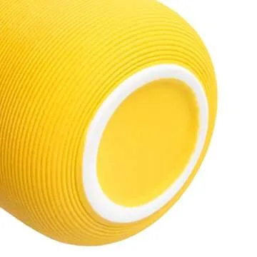 Samawi 10" Yellow Vase Yellow Ceramic Vase for Home Decor Yellow Decor Flower Vase Yellow Decorative Vases for Home Decor Modern Room Decor Bedroom Decor Kitchen Decor Ceramic Decor Office Décor