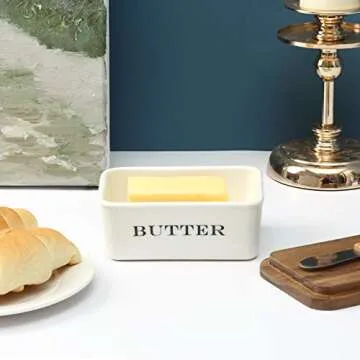 Stylish everous Butter Dish with Wooden Lid for Kitchen
