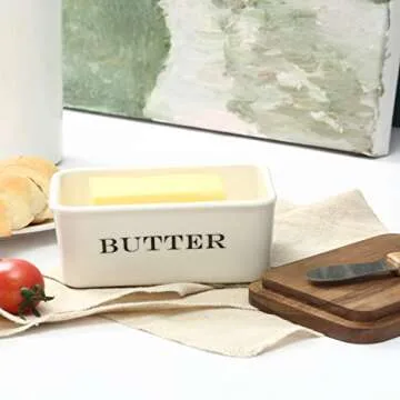 Stylish everous Butter Dish with Wooden Lid for Kitchen