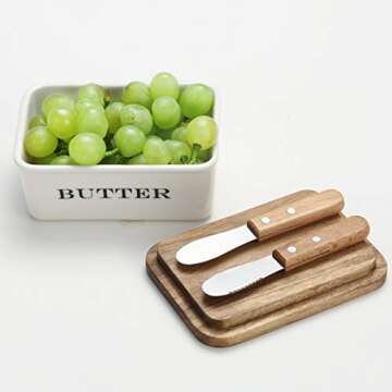 Stylish everous Butter Dish with Wooden Lid for Kitchen