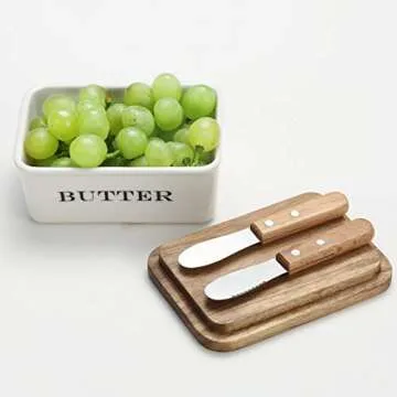 Stylish everous Butter Dish with Wooden Lid for Kitchen