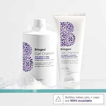 Briogeo Curl Charisma Rice Amino + Avocado Leave-In Defining Crème, Anti Frizz Hair Styling Moisturizer, Leave In Cream for Wavy, Curly, Coily Hair, Boosts Hydration, Vegan, Cruelty-Free, 2 fl oz