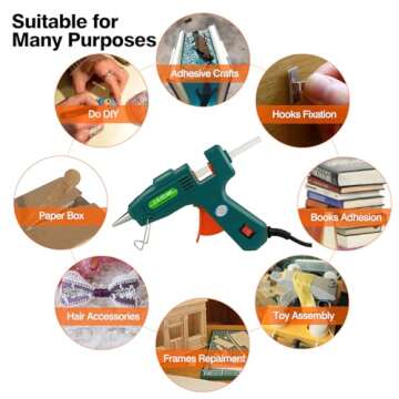 SHJADE Hot Glue Gun with 30 Glue Sticks, Fast Preheating Hot Melt Gun, Mini Glue Gun Kit for Kids DIY School Craft Projects and Quick Home Repairs, 20W Green