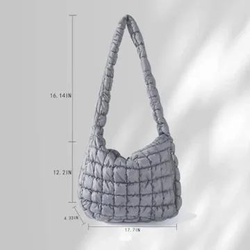 LLYLIU Large Quilted Tote Bag for Women Grey - Style Meets Functionality