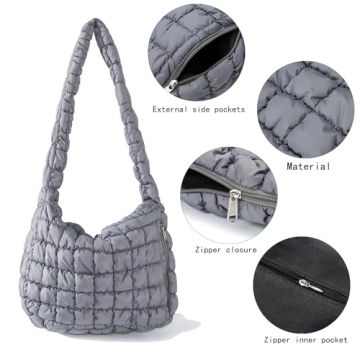 LLYLIU Large Quilted Tote Bag for Women Grey - Style Meets Functionality