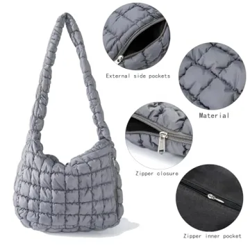 LLYLIU Large Quilted Tote Bag for Women Grey - Style Meets Functionality