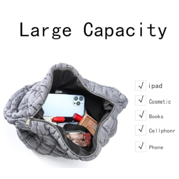 LLYLIU Large Quilted Tote Bag for Women Grey - Style Meets Functionality