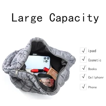 LLYLIU Large Quilted Tote Bag for Women Grey - Style Meets Functionality