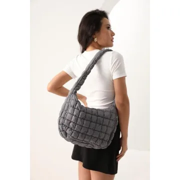 LLYLIU Large Quilted Tote Bag for Women Grey - Style Meets Functionality