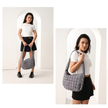 LLYLIU Large Quilted Tote Bag for Women Grey - Style Meets Functionality