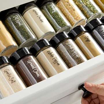 Talented Kitchen 272 Spice Labels Stickers, Clear Spice Jar Labels Preprinted for Seasoning Herbs Ki...