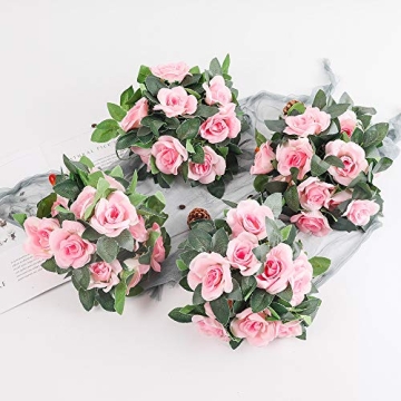 LESING Rose Garlands - 4PCS Artificial Silk Flower Vines