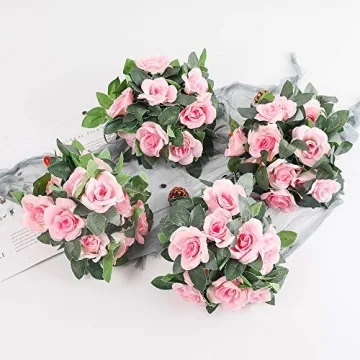 LESING Rose Garlands - 4PCS Artificial Silk Flower Vines