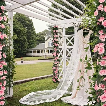 LESING Rose Garlands - 4PCS Artificial Silk Flower Vines