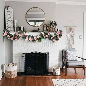 LESING Rose Garlands - 4PCS Artificial Silk Flower Vines