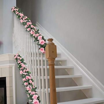 LESING Rose Garlands - 4PCS Artificial Silk Flower Vines