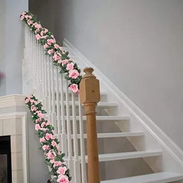 LESING Rose Garlands - 4PCS Artificial Silk Flower Vines