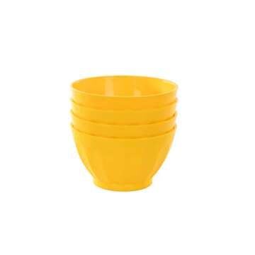 Mintra Unbreakable Plastic Bowl, YELLOW 4pk - Medium, 750ml, 25oz, 5.5inW x 3inH - (Part Of A Set) -...