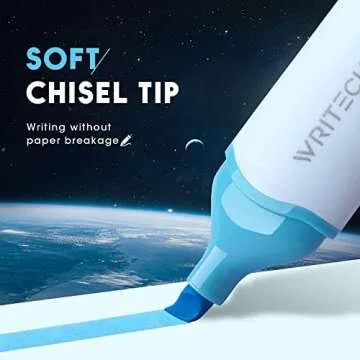 WRITECH Aesthetic Chisel Tip Highlighters: Assorted Pastel Colors Cute Marker Pens Soft Tip Multi Colored No Bleed Smear Water Based Bible Highlighter Set for Underline Highlighting Journaling 8ct