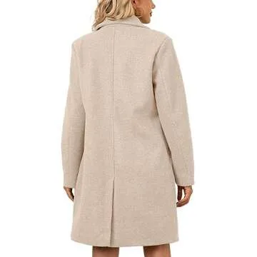 Bellivera Women Wool Blend Jacket, Winter Warm Trendy Long Trench Casual Coat with No Fur Collar 13CLA Beige M