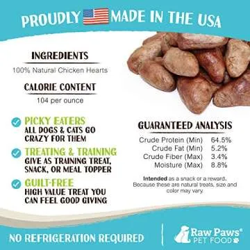 Freeze-Dried Chicken Hearts for Dogs - Made in USA