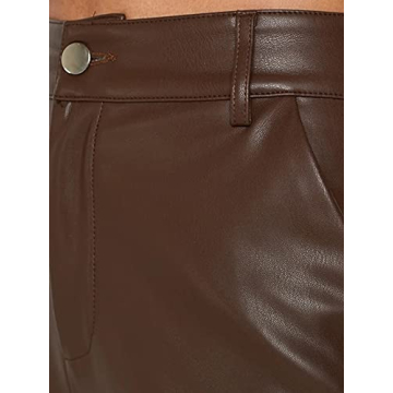 Hongskye Women Faux Leather High Waist Slim Fit Pants