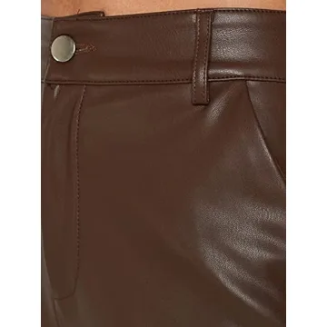 Hongskye Women Faux Leather High Waist Slim Fit Pants