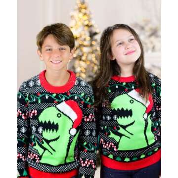 Big Trex Santa Ugly Christmas Sweater for Toddler Boys 2y - 6y Funny Xmas Outfit 4T Multicolor