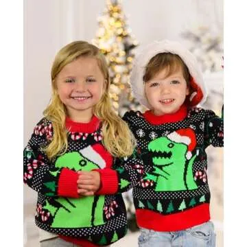 Big Trex Santa Ugly Christmas Sweater for Toddler Boys 2y - 6y Funny Xmas Outfit 4T Multicolor