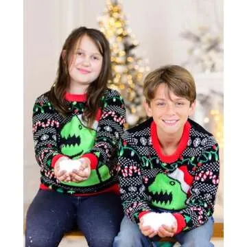 Big Trex Santa Ugly Christmas Sweater for Toddler Boys 2y - 6y Funny Xmas Outfit 4T Multicolor