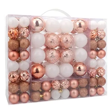 ISULIFE 87ct Christmas Ball Ornaments Set Shatterproof Seasonal Hanging Decorations with Reusable Ha...