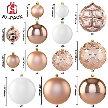 ISULIFE 87ct Shatterproof Christmas Ball Ornaments Set