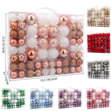 ISULIFE 87ct Shatterproof Christmas Ball Ornaments Set