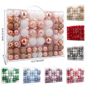 ISULIFE 87ct Shatterproof Christmas Ball Ornaments Set