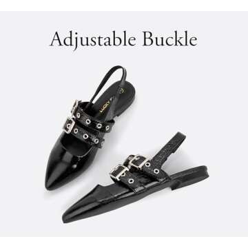 LUCKY STEP Women's Chic Adjustable Slingback Flats