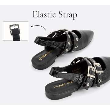 LUCKY STEP Women's Chic Adjustable Slingback Flats