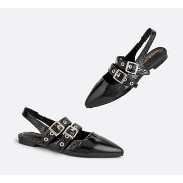 LUCKY STEP Women's Chic Adjustable Slingback Flats