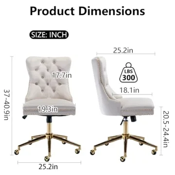 Luxurious Velvet Office Chair with 360 Swivel and Wheels