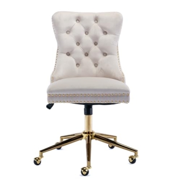 Luxurious Velvet Office Chair with 360 Swivel and Wheels