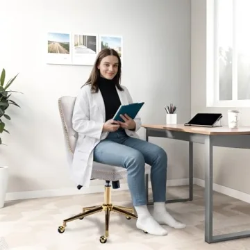 Luxurious Velvet Office Chair with 360 Swivel and Wheels