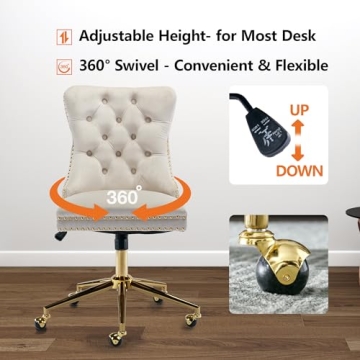 Luxurious Velvet Office Chair with 360 Swivel and Wheels