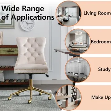 Luxurious Velvet Office Chair with 360 Swivel and Wheels