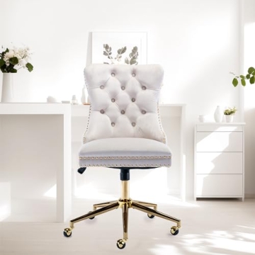Luxurious Velvet Office Chair with 360 Swivel and Wheels